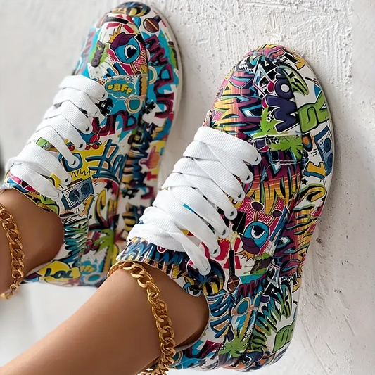 Fudus | stylische Frauen Sneakers mit Graffiti Druck