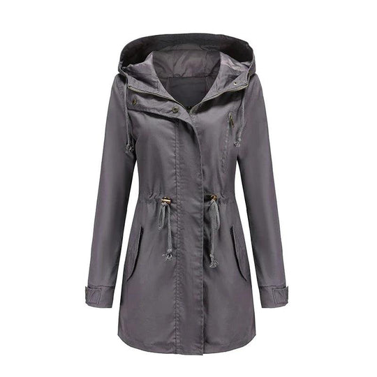Damen Baumwoll Kapuzen Trenchcoat