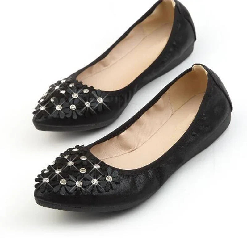 Damen Flats Aus PU Mit Spitze Schuhspitze Und Strass