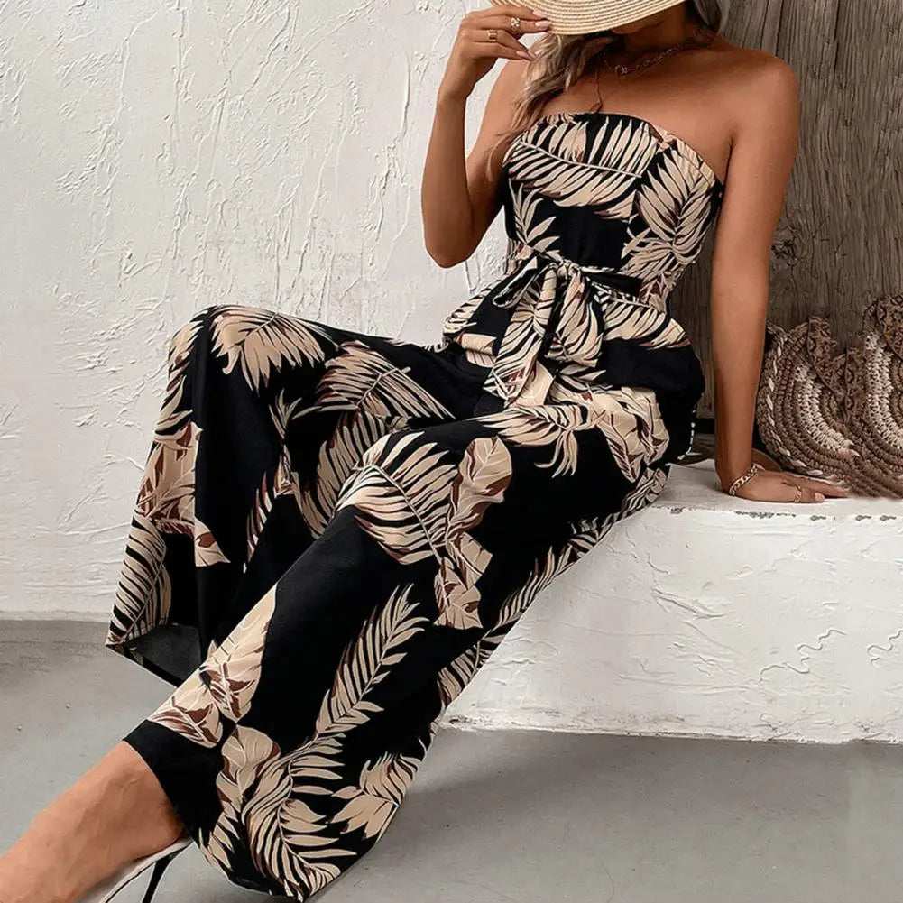 Fudus trägerloser Jumpsuit mit Palmenprint - Isabel