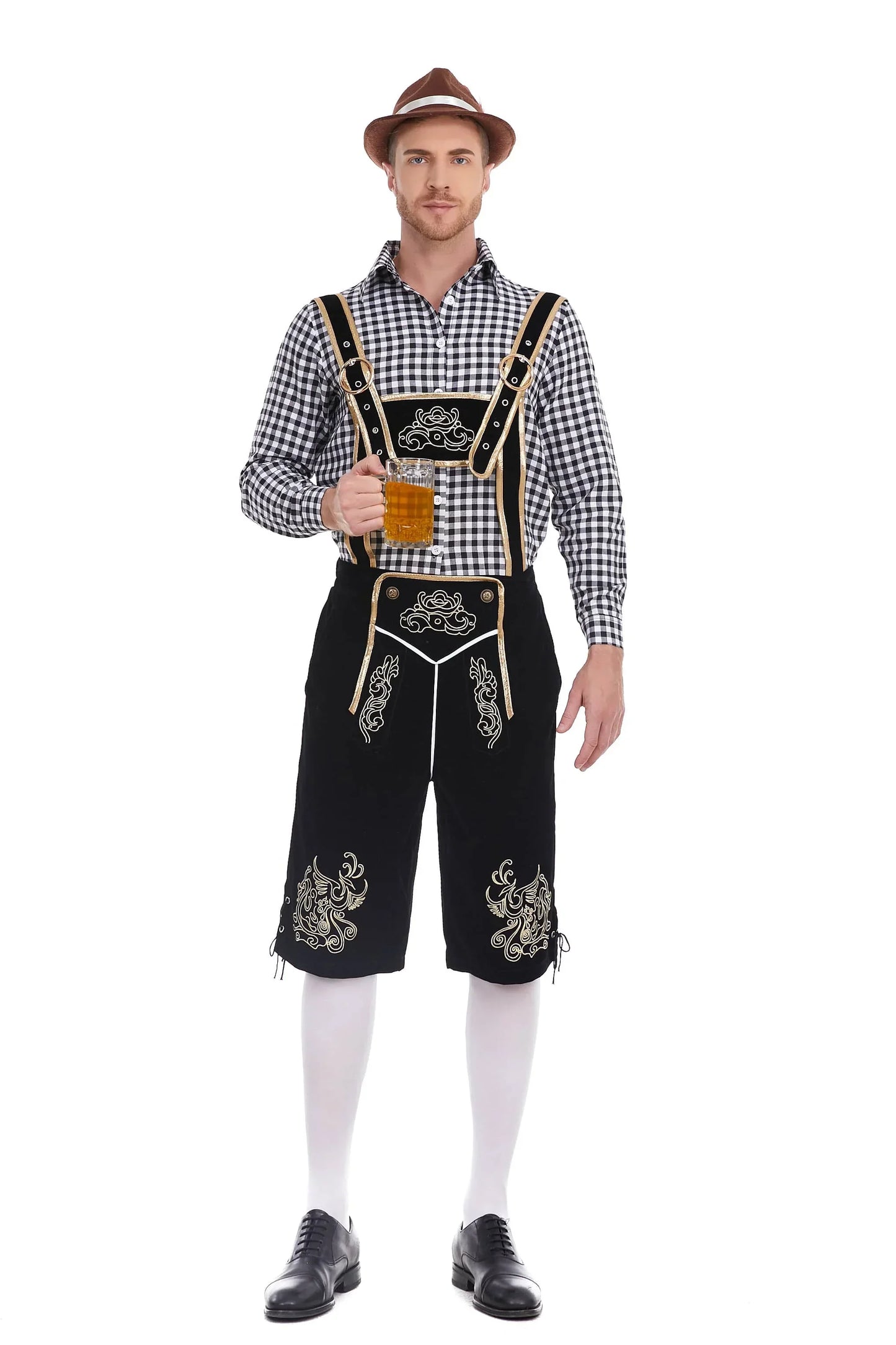 Herren Bayerische Tracht Mit Hosenträgershorts Und Hemd