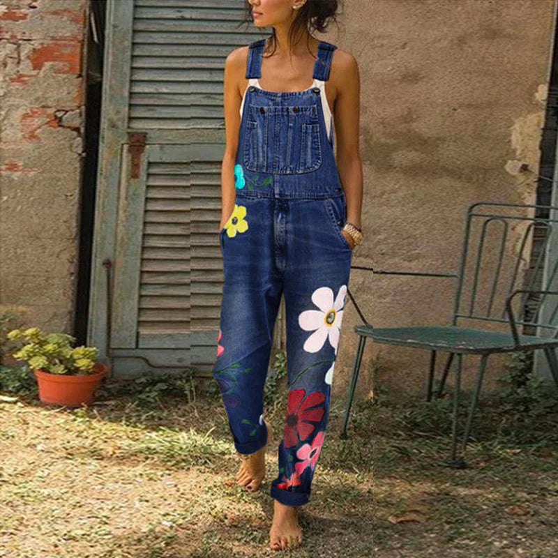 Fudus | Stilvoller Denim Jumpsuit Mit Blumenmuster