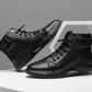 Fudus Herren Schwarze Leder High-Top Schuhe - Stilvolle Streetwear Boots