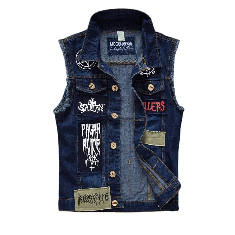 Jeansweste Herren Patches Chic