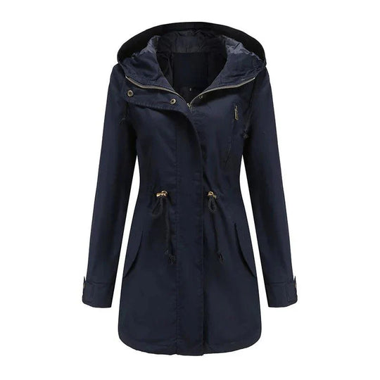 Damen Baumwoll Kapuzen Trenchcoat