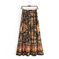Damen Bohemian Blumen Print Maxi Rock