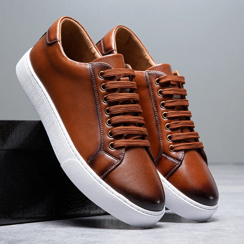 Herren Sneaker Leder Elegant Bequem