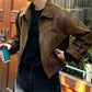 Fudus | Retro Suede Jacke Mit Kragen Für Herren