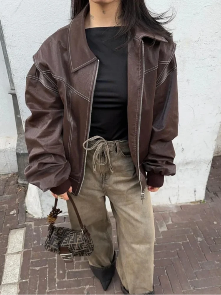 Damen Mutige Jacke Aus Veganem Leder