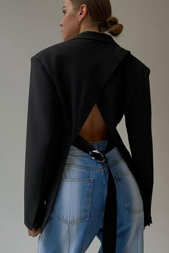 Damen Blazer Rückenfrei Uni mit Schlitz