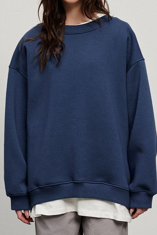 Damen Sweatshirt Mit Rundhalsausschnitt Oversized Einfarbig