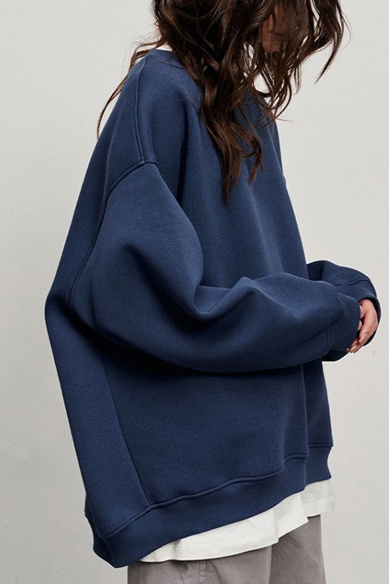 Fudus | Sweatshirt Mit Rundhalsausschnitt Oversized Einfarbig