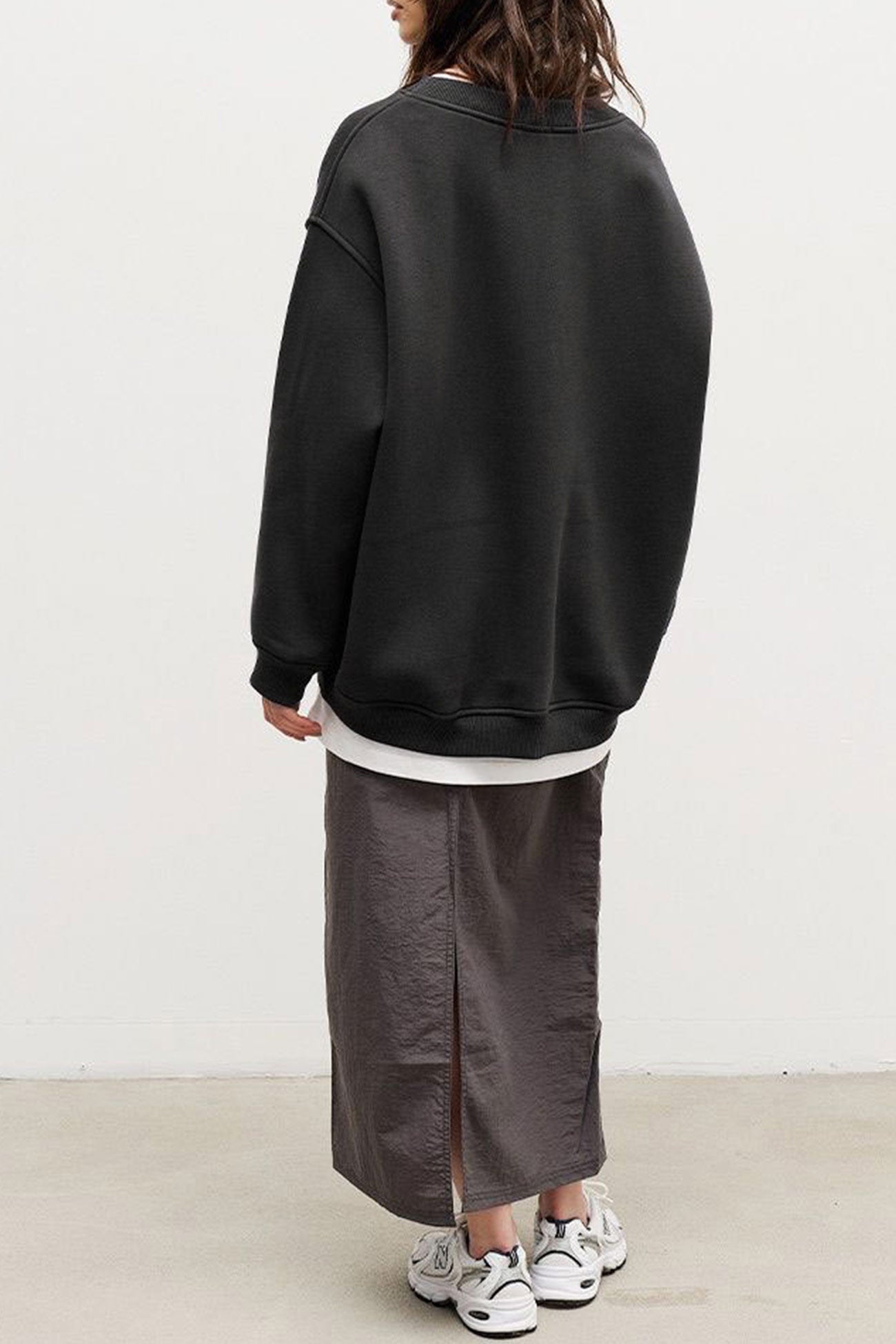 Fudus | Sweatshirt Mit Rundhalsausschnitt Oversized Einfarbig