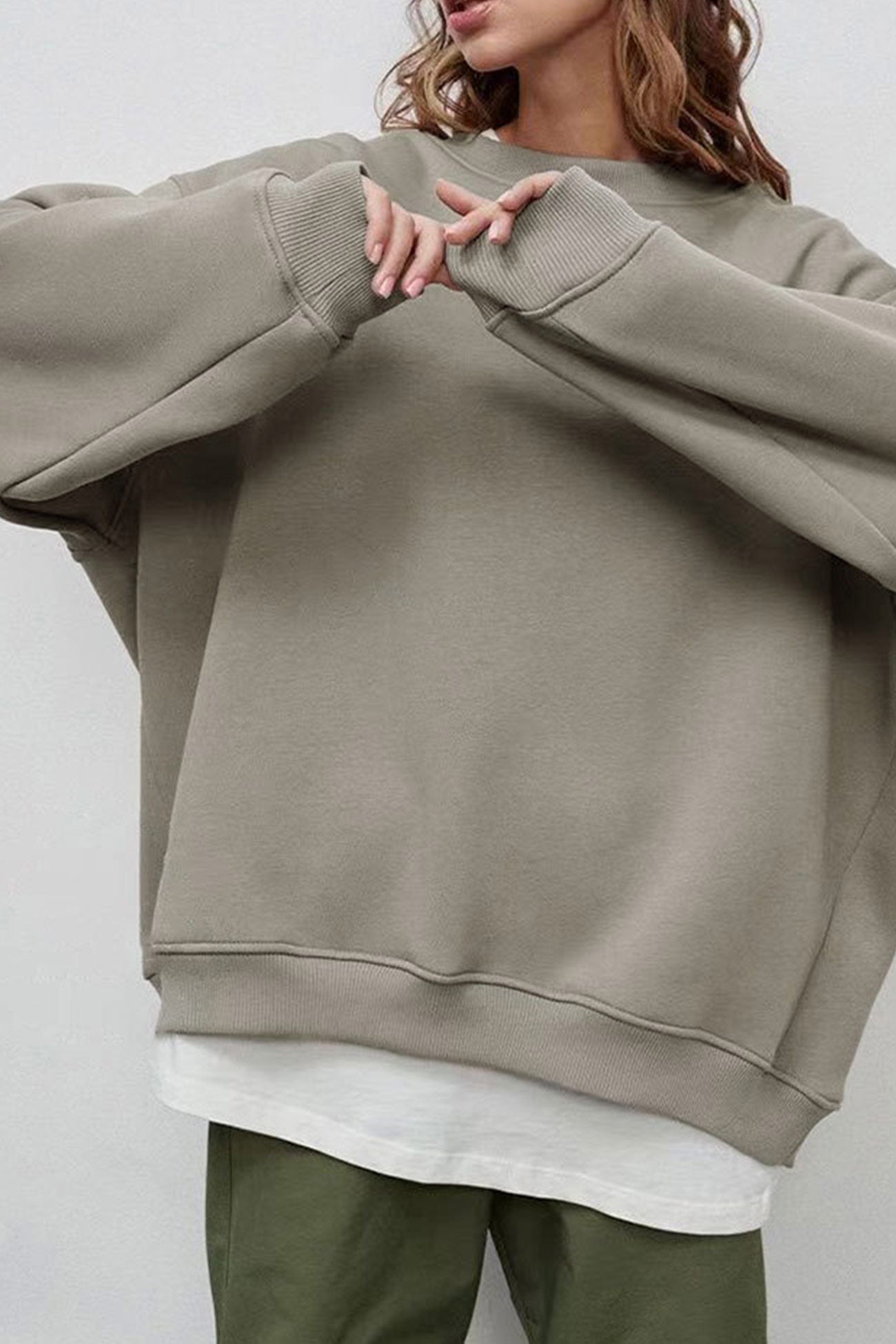 Fudus | Sweatshirt Mit Rundhalsausschnitt Oversized Einfarbig