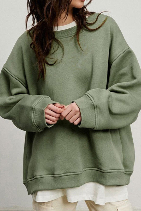 Damen Sweatshirt Mit Rundhalsausschnitt Oversized Einfarbig