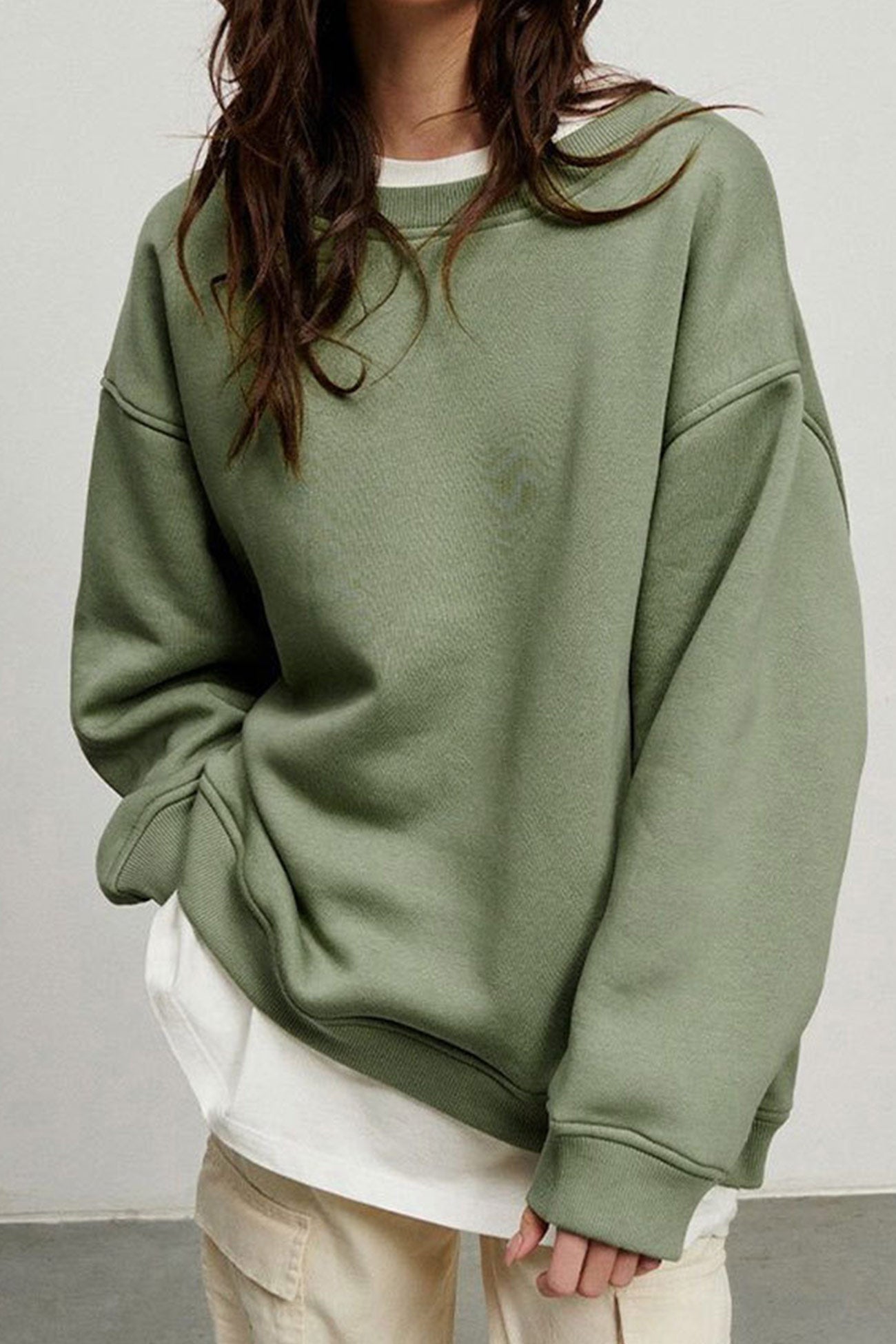 Fudus | Sweatshirt Mit Rundhalsausschnitt Oversized Einfarbig