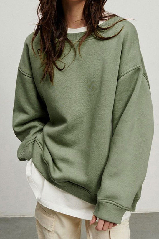 Damen Sweatshirt Mit Rundhalsausschnitt Oversized Einfarbig