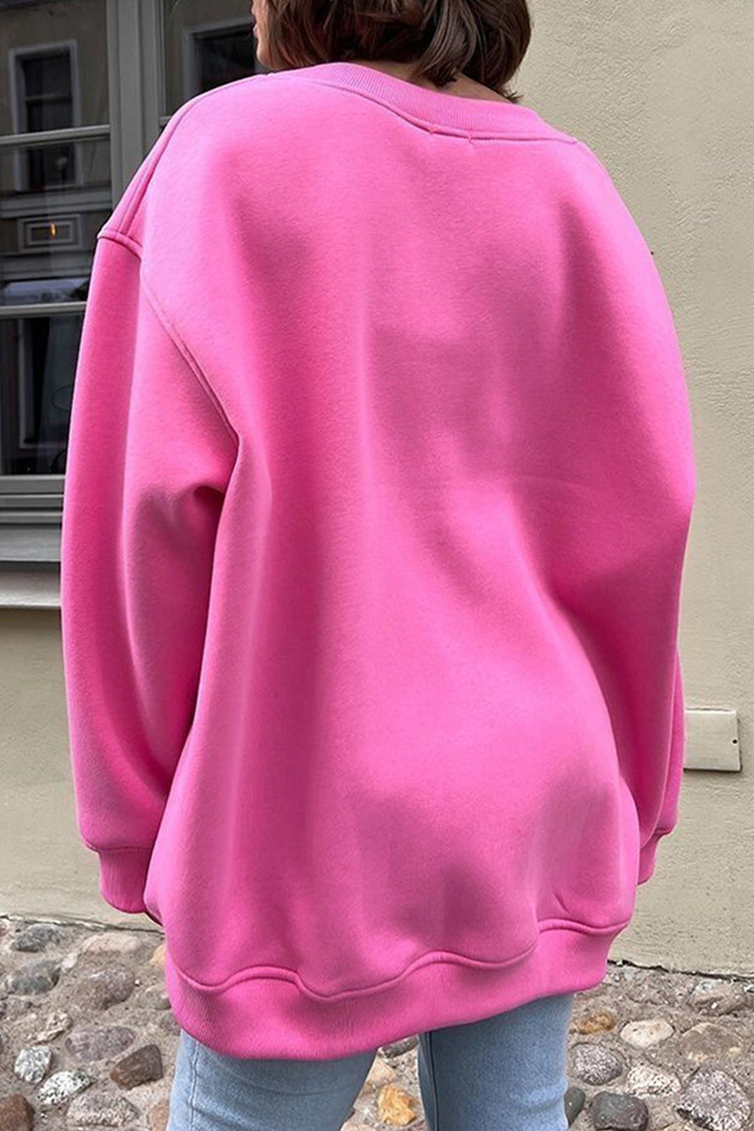 Damen Sweatshirt Mit Rundhalsausschnitt Oversized Einfarbig