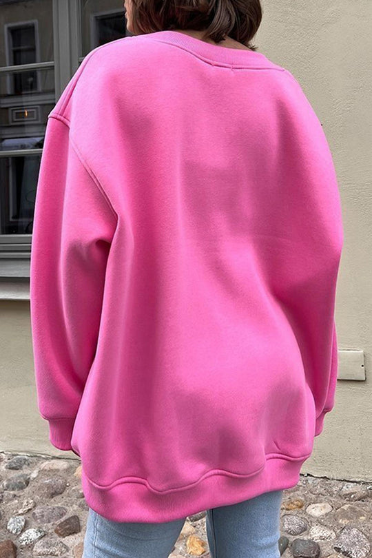 Damen Sweatshirt Mit Rundhalsausschnitt Oversized Einfarbig