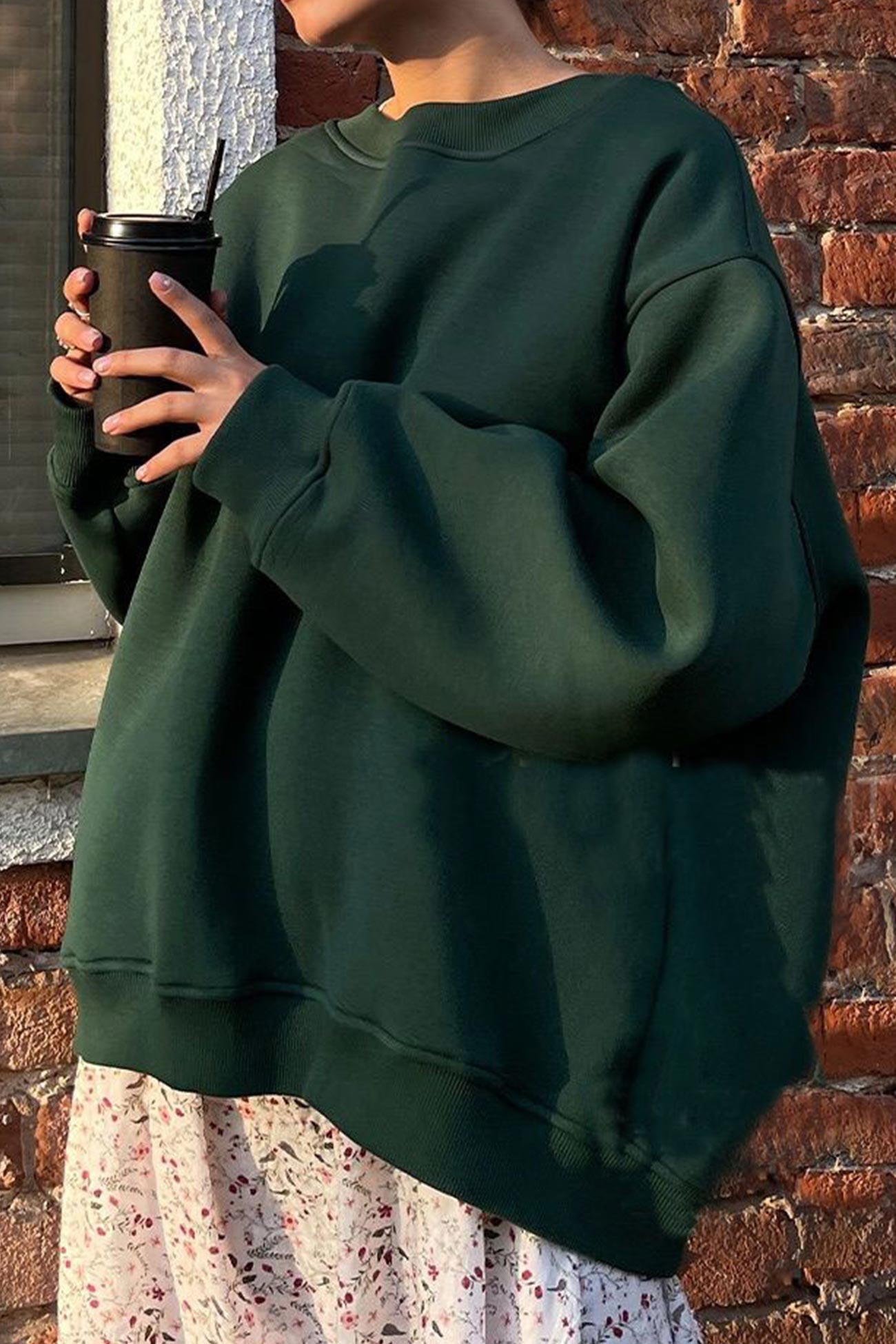 Fudus | Sweatshirt Mit Rundhalsausschnitt Oversized Einfarbig