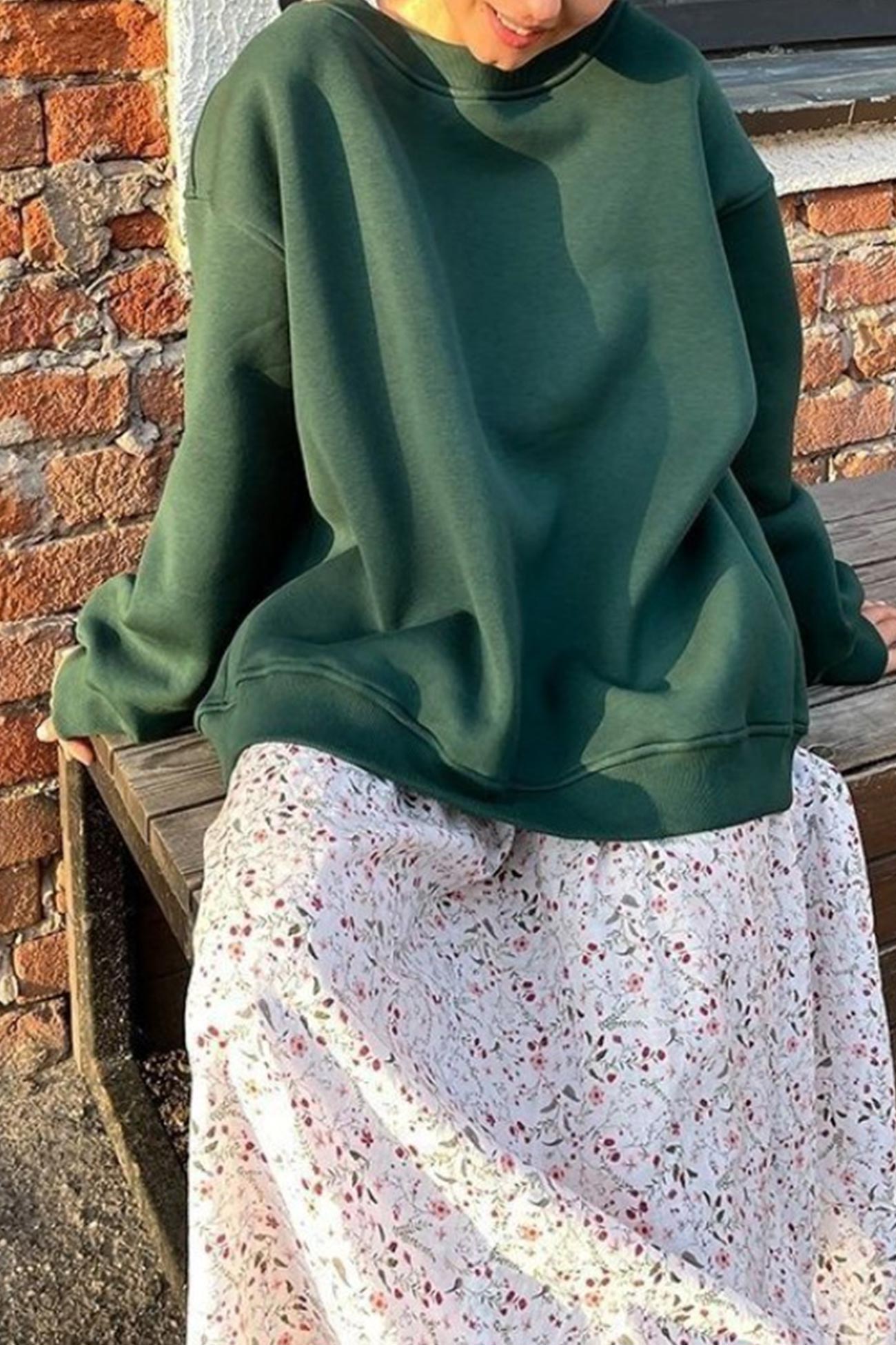 Fudus | Sweatshirt Mit Rundhalsausschnitt Oversized Einfarbig