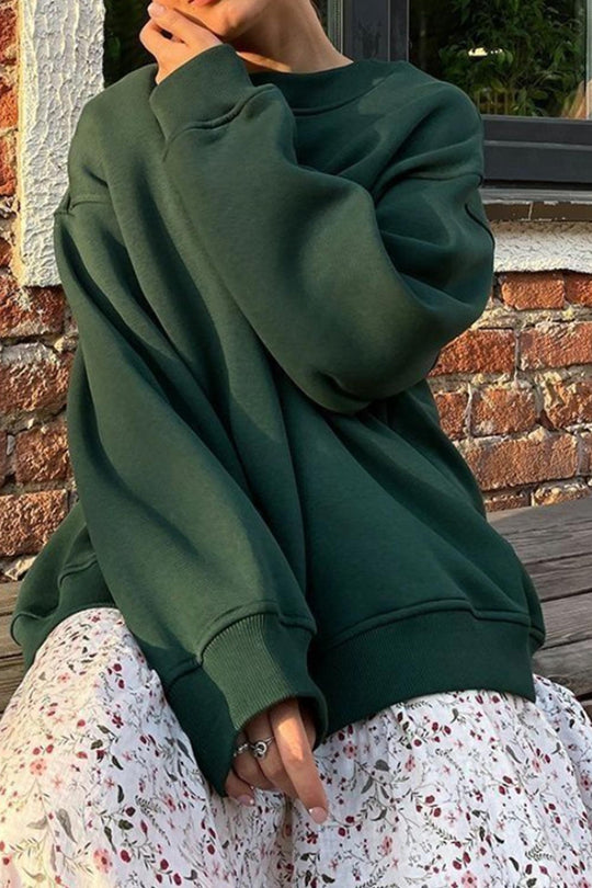 Damen Sweatshirt Mit Rundhalsausschnitt Oversized Einfarbig