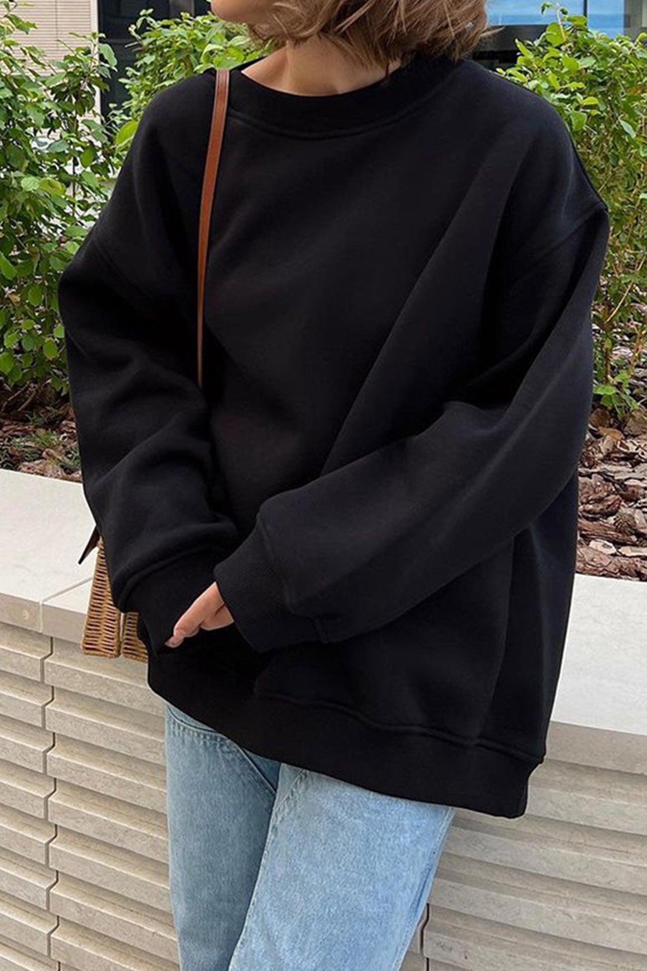 Fudus | Sweatshirt Mit Rundhalsausschnitt Oversized Einfarbig