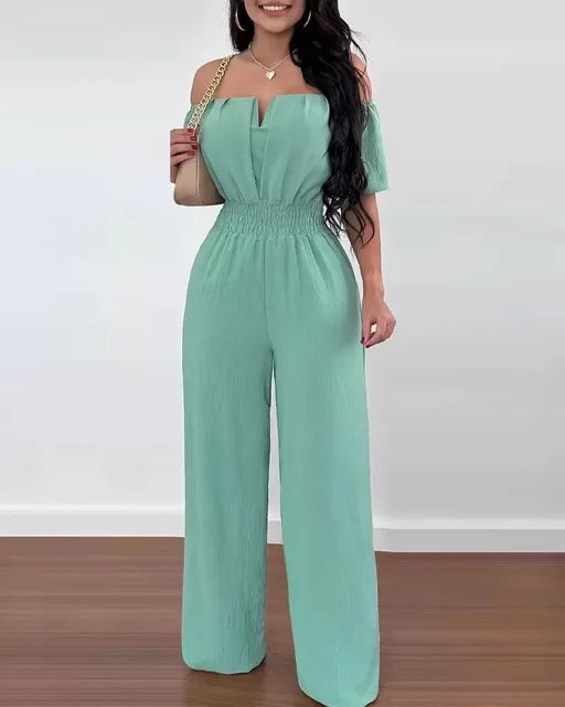 Weiß-schwarz gemusterter Jumpsuit - Alicia