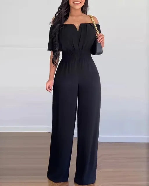 Weiß-schwarz gemusterter Jumpsuit - Alicia