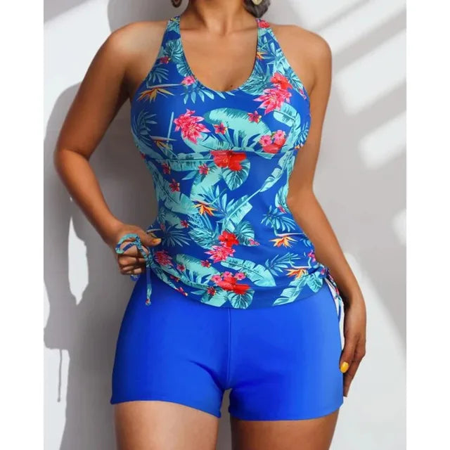 Carla - Nachtblauer Blüten Tankini