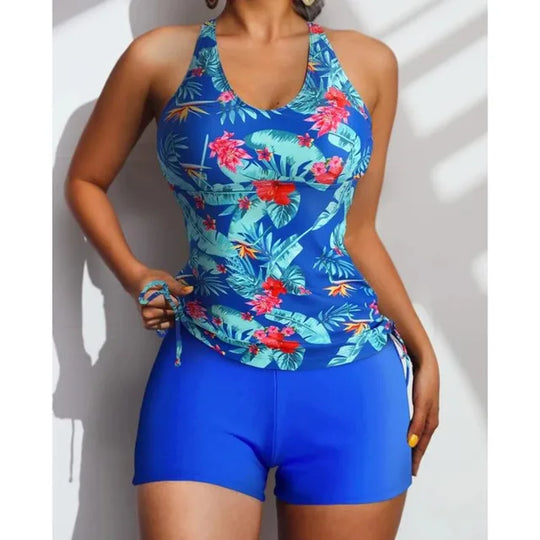 Carla - Nachtblauer Blüten Tankini