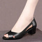 Sophie - Schwarze Peep-Toe Blockabsatz