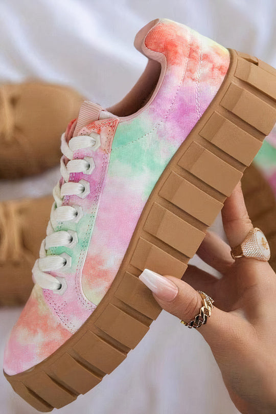 Damen Chunky Flache Sneakers Canvas Plateau Freizeitschuhe