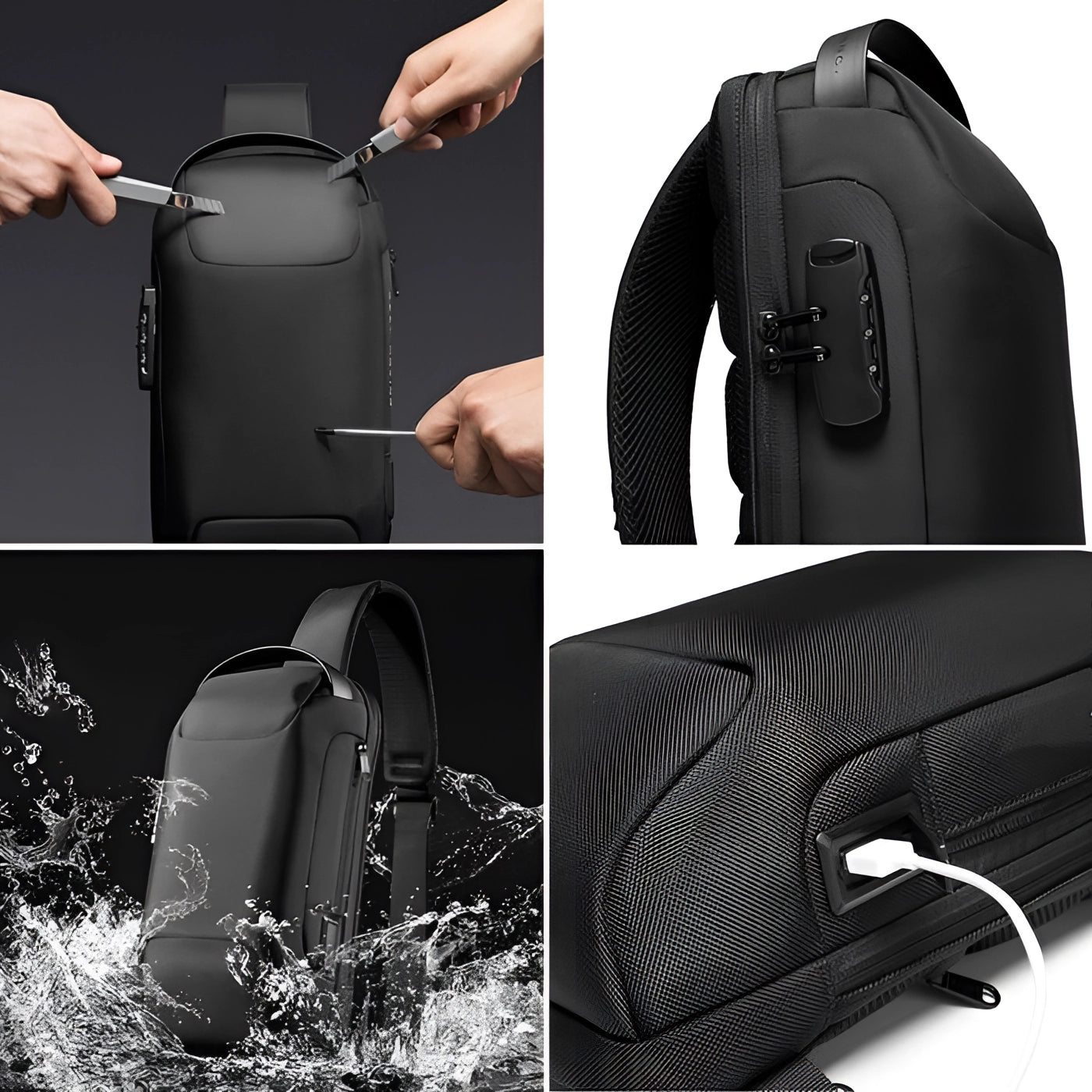 Fudus-Diebstahl USB Rucksack Herren - Wasserdicht & Ergonomisch