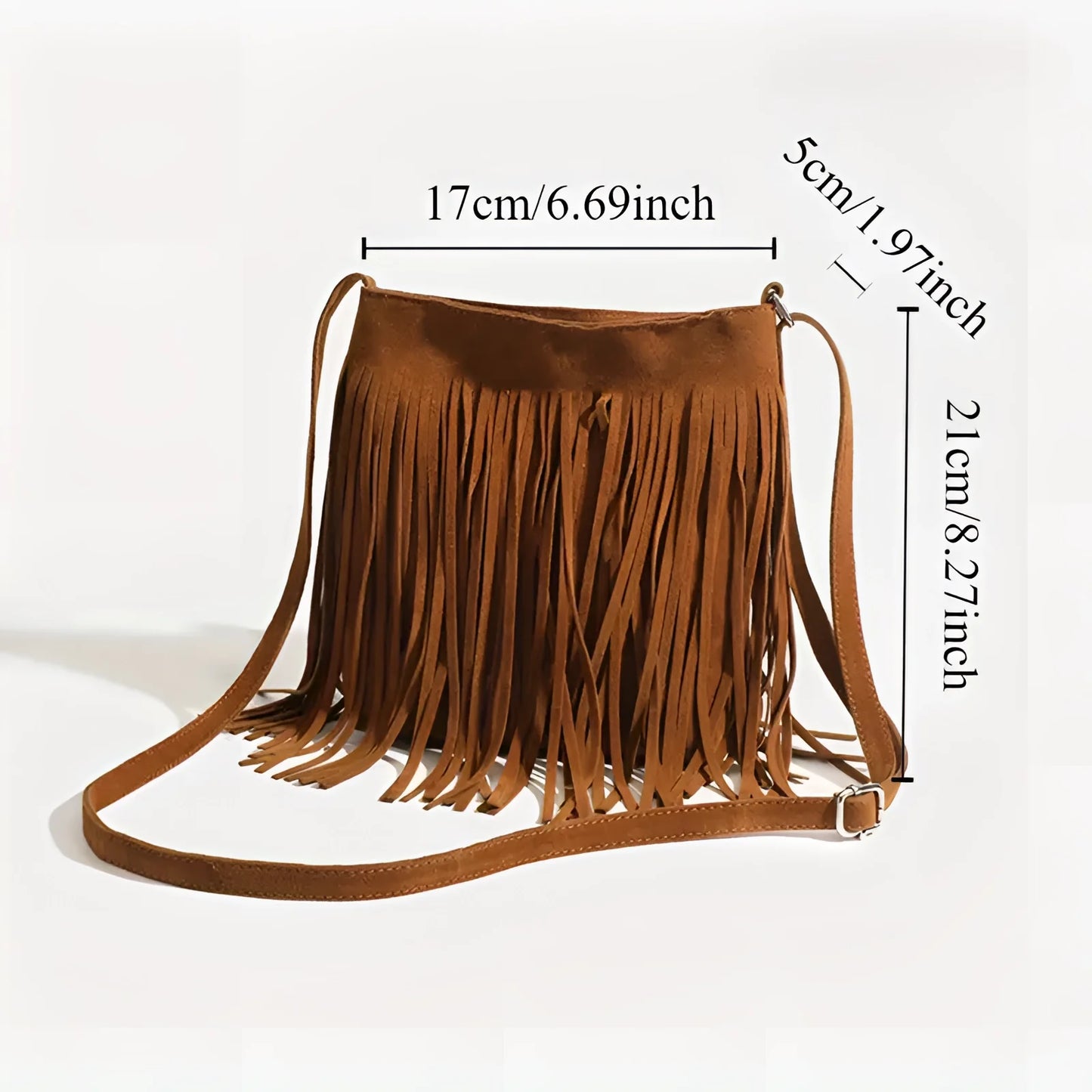 Damen Wildleder Fransen Umhängetasche Braun Für Festival