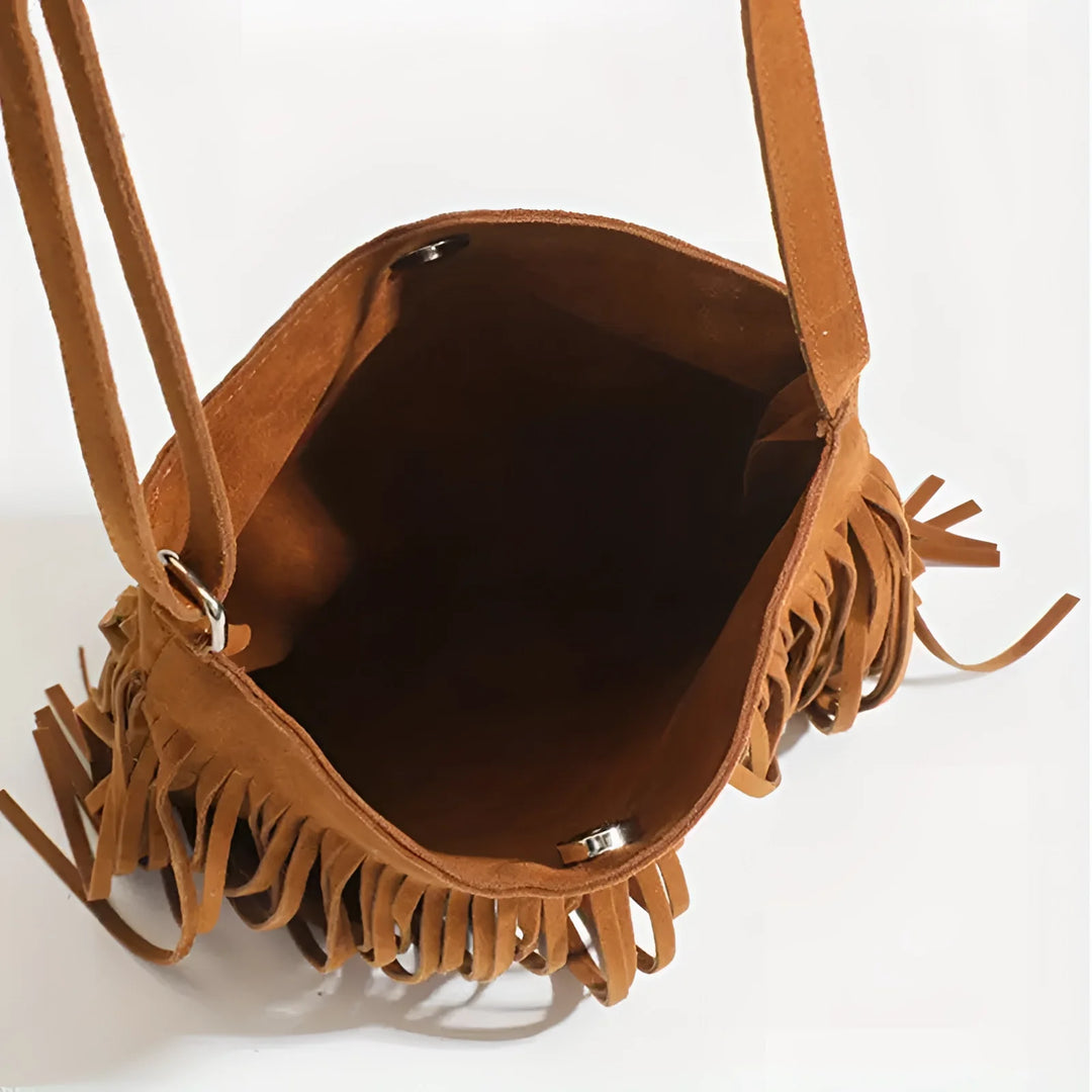 Damen Wildleder Fransen Umhängetasche Braun Für Festival