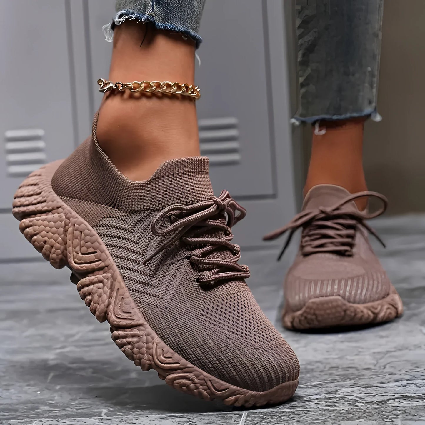 Damen Strick Sneaker Mit Textursohle