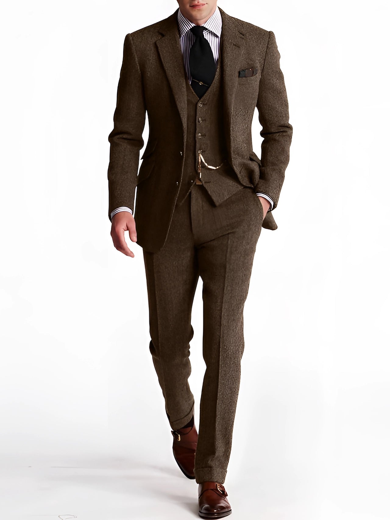 Herren Herringbone Tweed Anzug Klassischer Britischer Vintage Stil