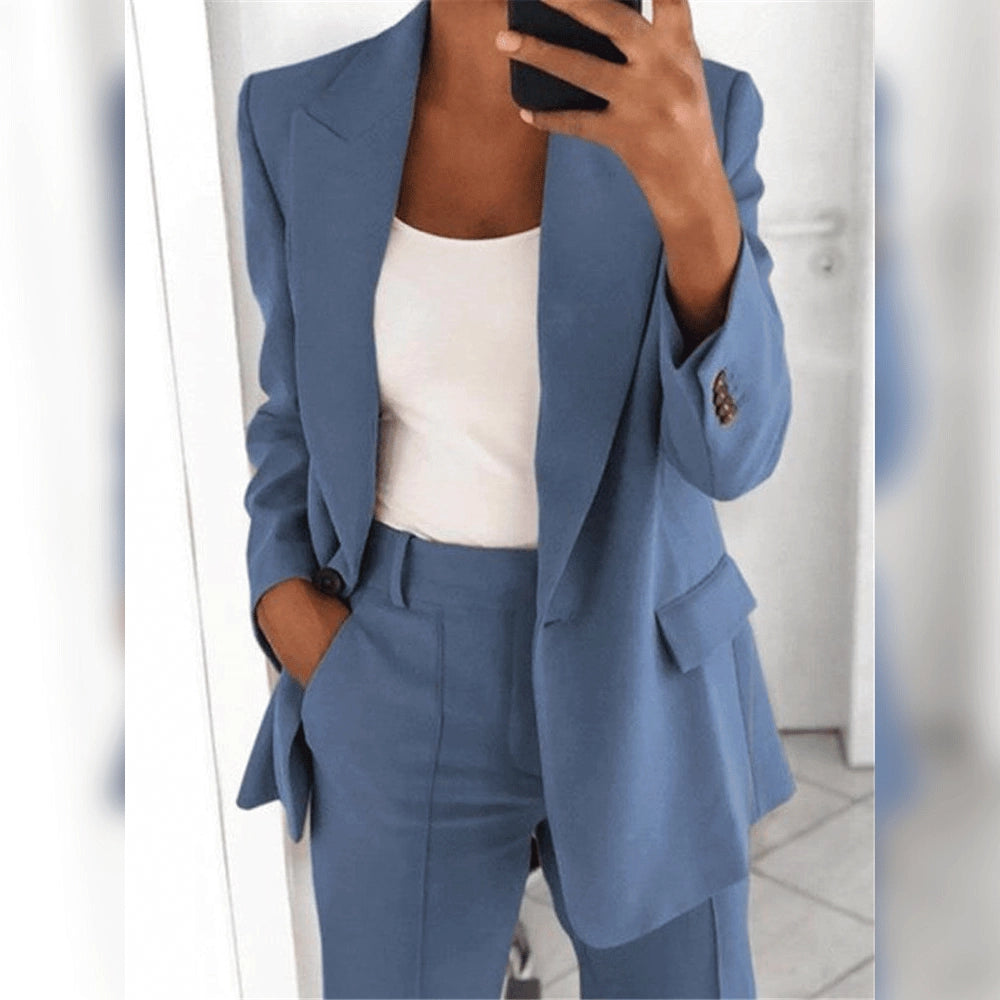 Fudus Blue Damenanzug - Tailored Blazer & High-Waist Hose