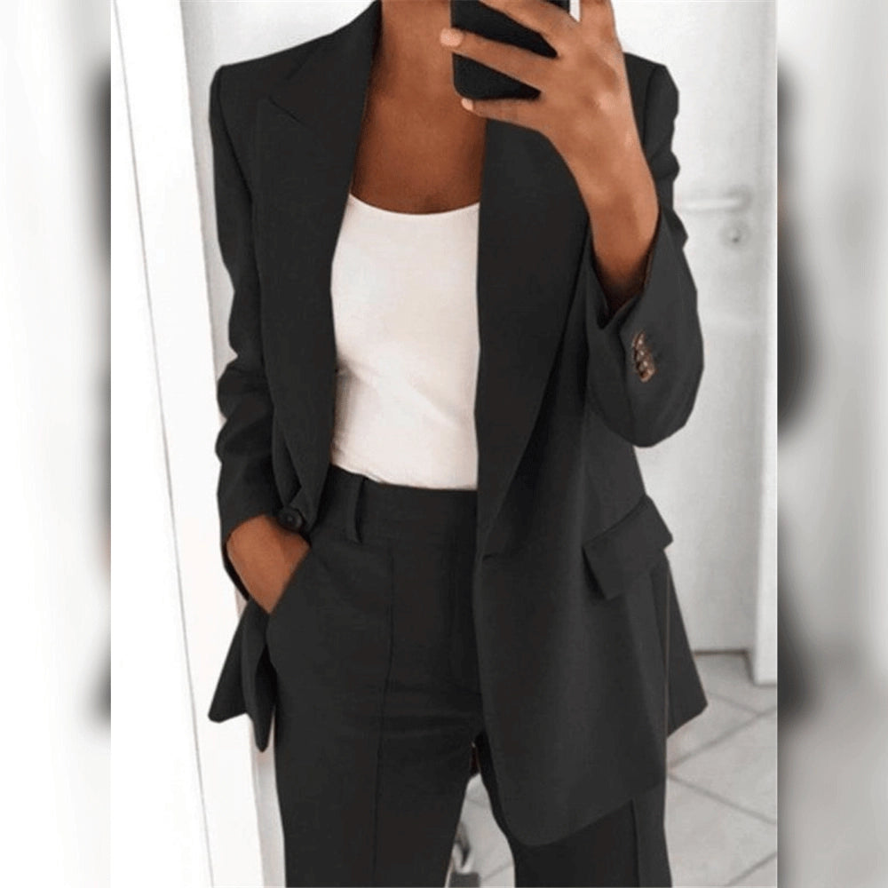 Fudus Blue Damenanzug - Tailored Blazer & High-Waist Hose