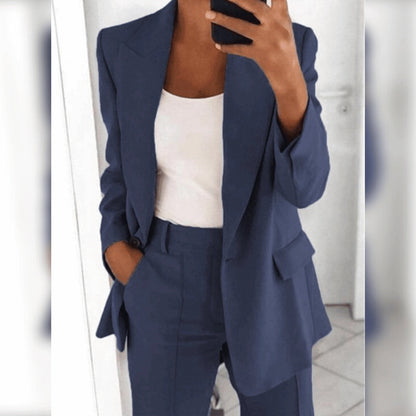 Fudus Blue Damenanzug - Tailored Blazer & High-Waist Hose