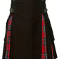 Damen Asymmetrischer Schwarz Tartan Kilt Rock Schnalle