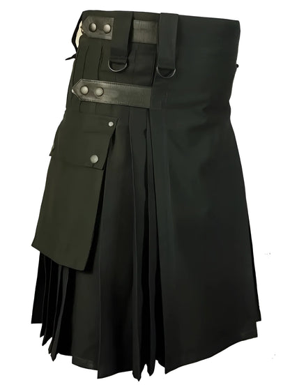 Damen Asymmetrischer Schwarz Tartan Kilt Rock Schnalle