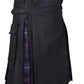Damen Asymmetrischer Schwarz Tartan Kilt Rock Schnalle
