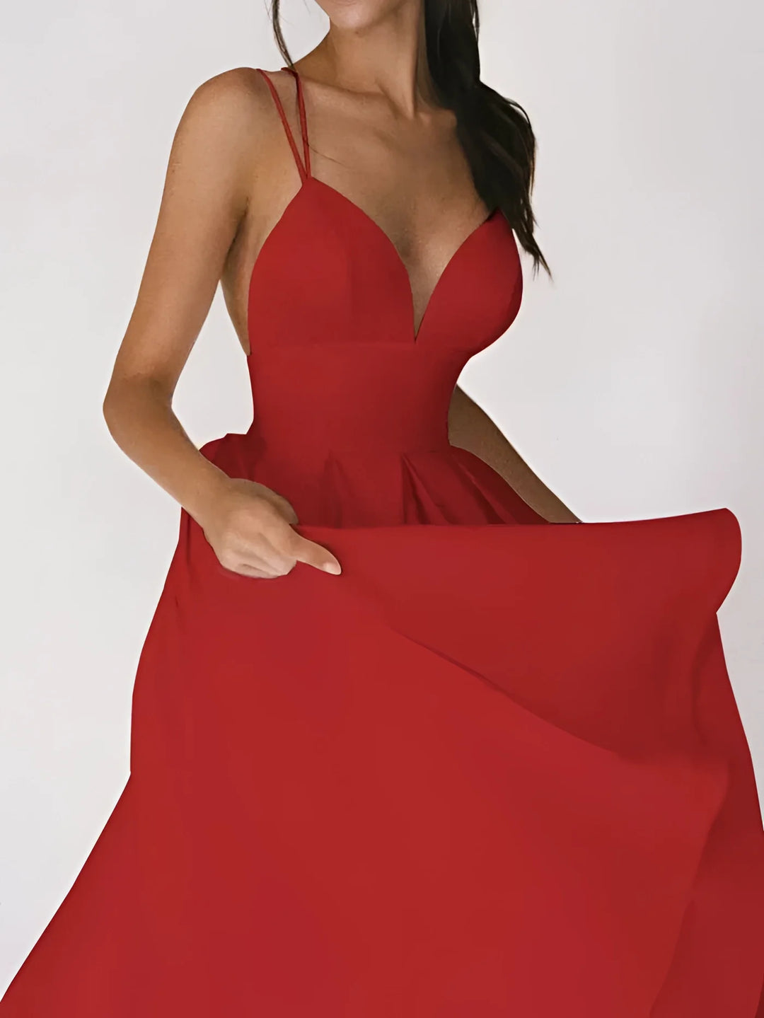 Damen Weißes Spaghettiträger Brautkleid Mit Herzausschnitt