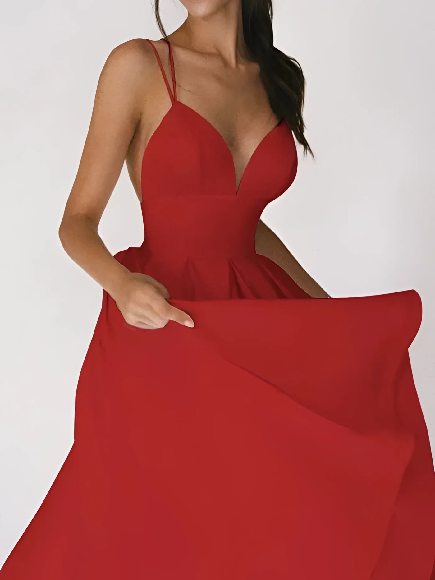 Damen Weißes Spaghettiträger Brautkleid Mit Herzausschnitt