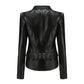 Damen Slim Fit Lederjacke Mit Peplum Design