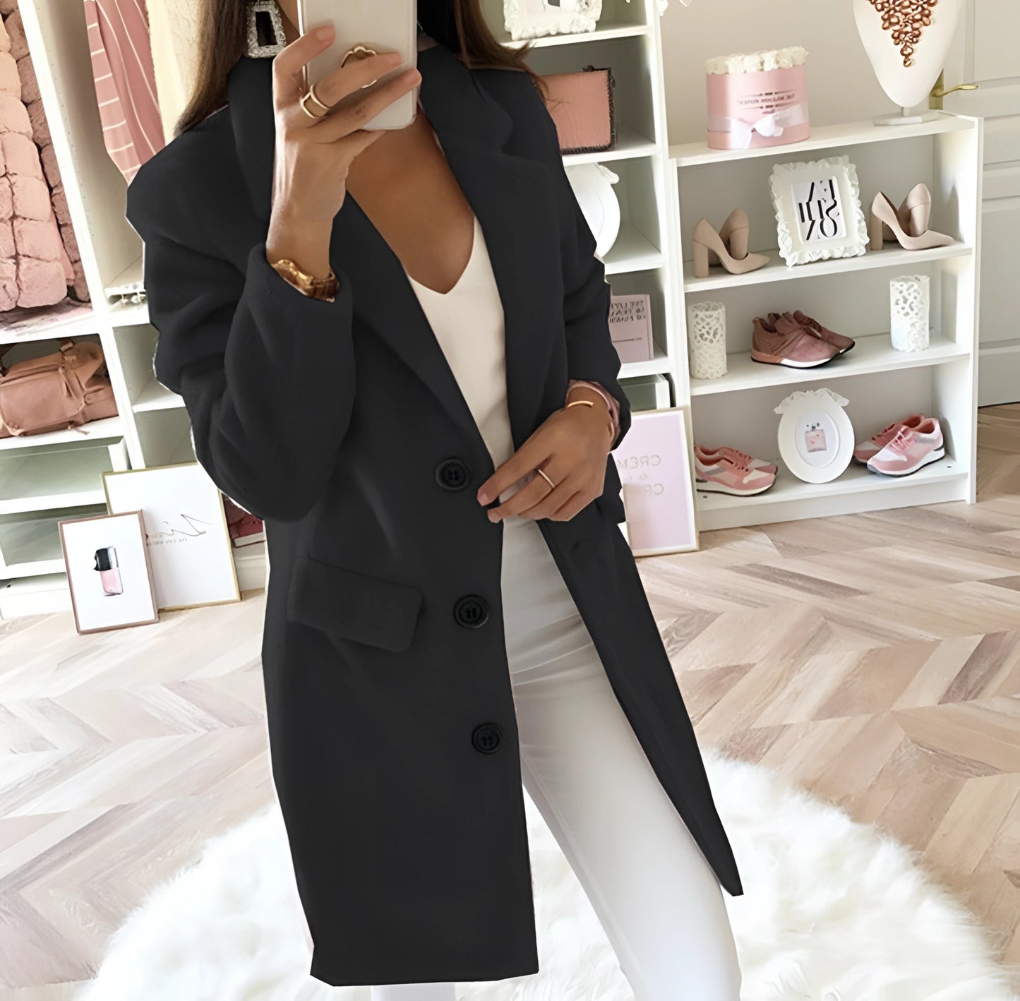 Fudus langer schwarzer Damen-Blazer – Fitted & Oversize für Büro