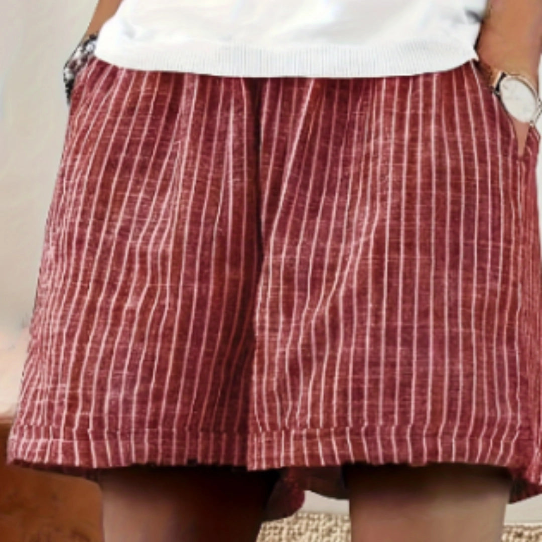 Damen Leinen Shorts mit Elastischem Bund