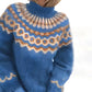 Fudus Herrenpullover - Wollpullover Fair Isle Kragen Grauer Winterpullover